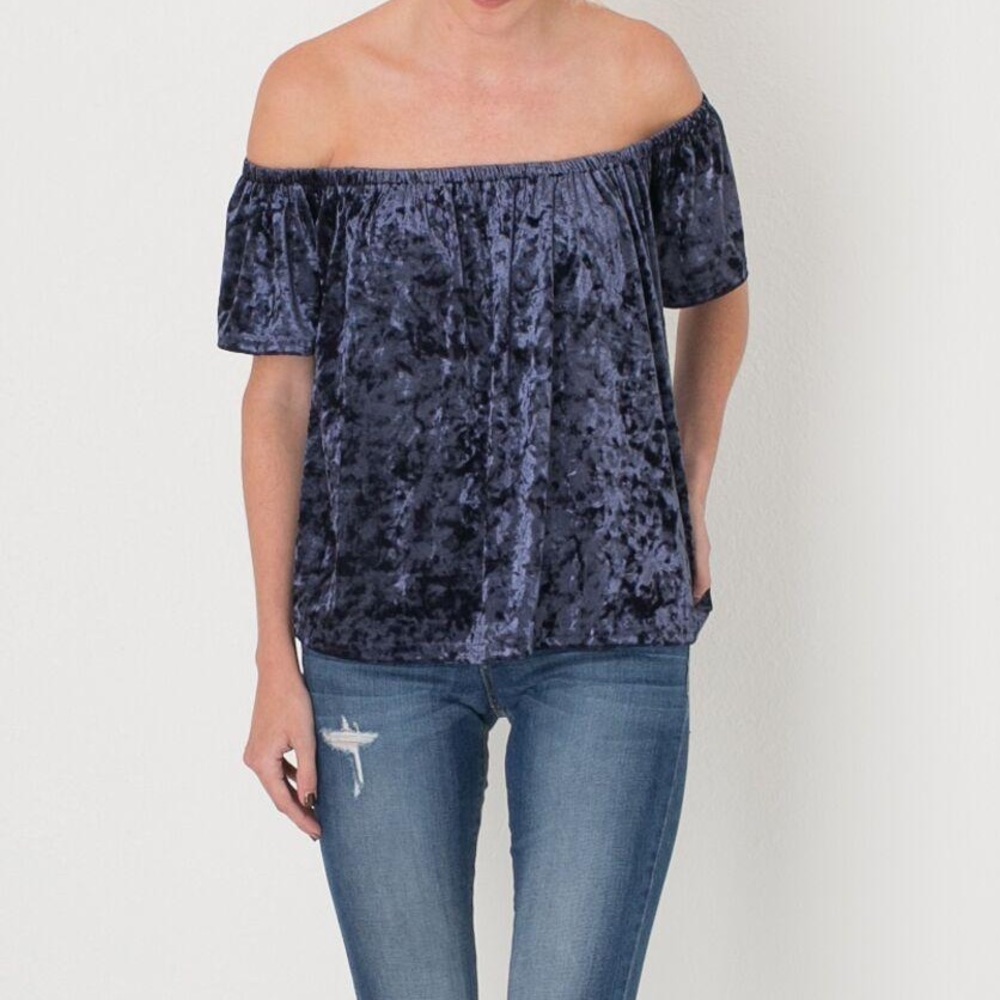 Sadie and Sage Velvet Off The Shoulder Top